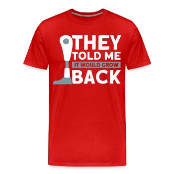 Handicap Amputee Amputation Prosthetic Leg - Men's Premium Organic T-Shirt - red - Front - Damien (186cm)