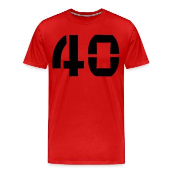 40 - Numéro - Anniversaire - T-shirt bio Premium Homme - rouge - Devant - Damien (186cm)