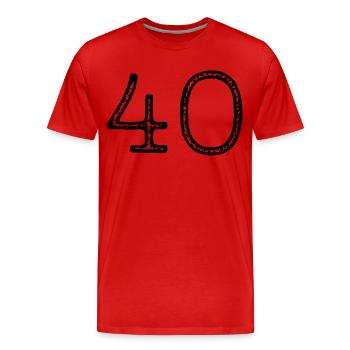 40 - Numéro - Anniversaire - T-shirt bio Premium Homme - rouge - Devant - Damien (186cm)