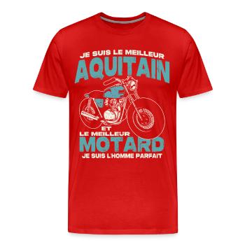 Le meilleur aquitain et le meilleur motard - T-shirt bio Premium Homme - rouge - Devant - Damien (186cm)
