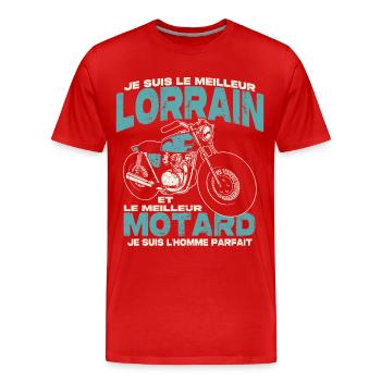 Le meilleur lorrain et le meilleur motard - T-shirt bio Premium Homme - rouge - Devant - Damien (186cm)