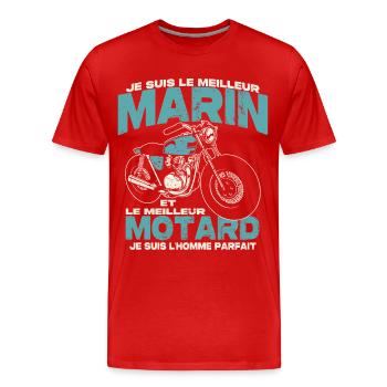 Le meilleur marin et le meilleur motard - T-shirt bio Premium Homme - rouge - Devant - Damien (186cm)