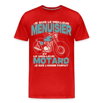 Le meilleur menuisier et le meilleur motard - T-shirt bio Premium Homme - rouge - Devant - Damien (186cm)