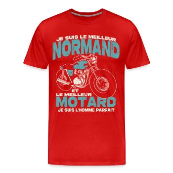 Le meilleur normand et le meilleur motard - T-shirt bio Premium Homme - rouge - Devant - Damien (186cm)