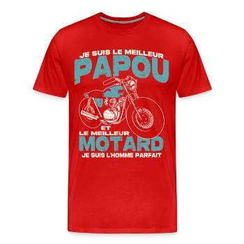 Le meilleur papou et le meilleur motard - T-shirt bio Premium Homme - rouge - Devant - Damien (186cm)