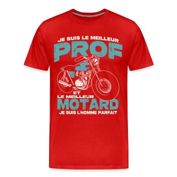 Le meilleur prof et le meilleur motard - T-shirt bio Premium Homme - rouge - Devant - Damien (186cm)