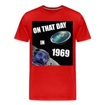 Flache Erde Kosmos Mond Tshirt Flache Erde - Männer Premium Bio T-Shirt - Rot - Vorne - Damien (186cm)