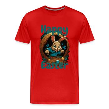 happy Easter Easter in the Easter basket Easter - Men's Premium Organic T-Shirt - red - Front - Damien (186cm)