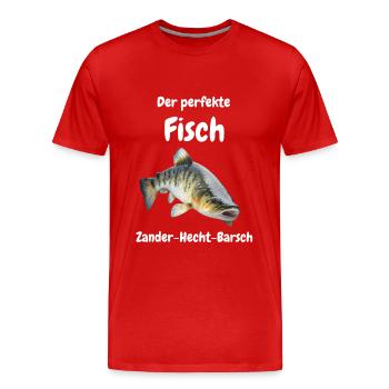 Pikeperch Pike Perch Mix of Fish Fishing Angler - Men's Premium Organic T-Shirt - red - Front - Damien (186cm)