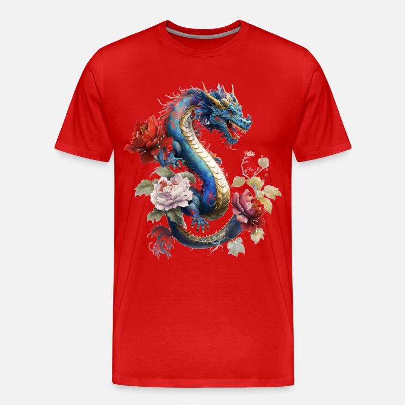 Chinesischer Drache - Männer Premium Bio T-Shirt - Rot