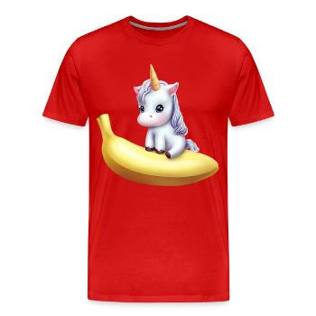 Licorne sur banane - T-shirt bio Premium Homme - rouge - Devant - Damien (186cm)