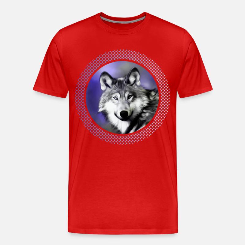Wolf - Männer Premium Bio T-Shirt - Rot