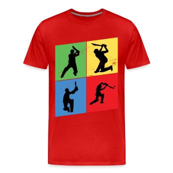 Cricket Cricketer Batsman Sport Vintage - Men's Premium Organic T-Shirt - red - Front - Damien (186cm)