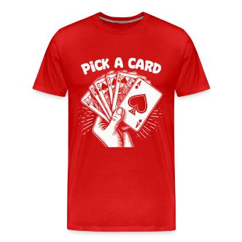Pick a Card - Magical Gift for Magicians - Men's Premium Organic T-Shirt - red - Front - Damien (186cm)