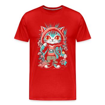 cute kawaii kitten japan - Men's Premium Organic T-Shirt - red - Front - Damien (186cm)