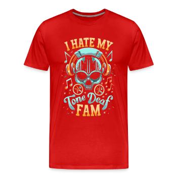 JE DÉTESTE MA FAMILLE SOURDE - T-shirt bio Premium Homme - rouge - Devant - Damien (186cm)