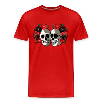Crânes & Roses Love - T-shirt bio Premium Homme - rouge - Devant - Damien (186cm)