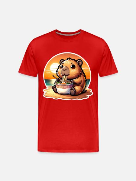 Capybara Ramen Kawaii Anime - Men's Premium Organic T-Shirt - red