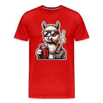 Alpaca Beer Cigar - Men's Premium Organic T-Shirt - red - Front - Damien (186cm)