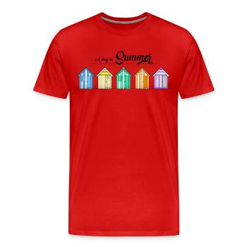 Beach huts - Men's Premium Organic T-Shirt - red - Front - Damien (186cm)