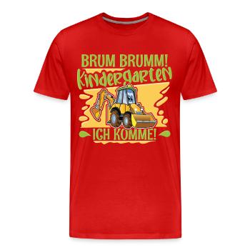 Kindergarten Bagger - Männer Premium Bio T-Shirt - Rot - Vorne - Damien (186cm)