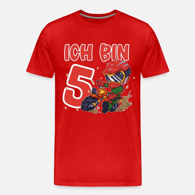 Ich Bin 5 Motocross - Männer Premium Bio T-Shirt - Rot