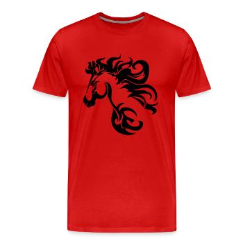 Cheval Tribal - T-shirt bio Premium Homme - rouge - Devant - Damien (186cm)