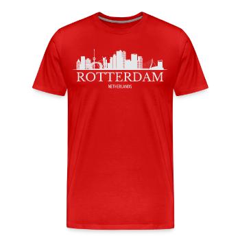 Rotterdam Skyline, Rotterdam Pays-Bas - T-shirt bio Premium Homme - rouge - Devant - Damien (186cm)