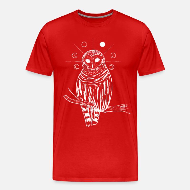 Witch Owl - Männer Premium Bio T-Shirt - Rot