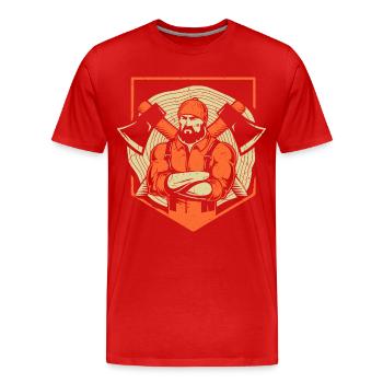 BOIS SAW BOINSAW CADEAU FOREST FÖRSTER PROFESSION - T-shirt bio Premium Homme - rouge - Devant - Damien (186cm)