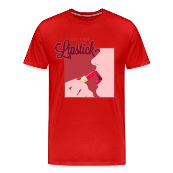 Lippenstift Kosmetik Kosmetikerin Lippen Makeup - Männer Premium Bio T-Shirt - Rot - Vorne - Damien (186cm)