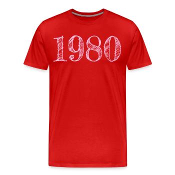 1980 Jahrgang Baujahr Geburtstag Glückwunsch - Männer Premium Bio T-Shirt - Rot - Vorne - Damien (186cm)