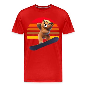 Snowboarding Bear - T-shirt bio Premium Homme - rouge - Devant - Damien (186cm)
