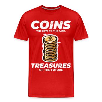 Numismatique de collection de pièces de monnaie - T-shirt bio Premium Homme - rouge - Devant - Damien (186cm)