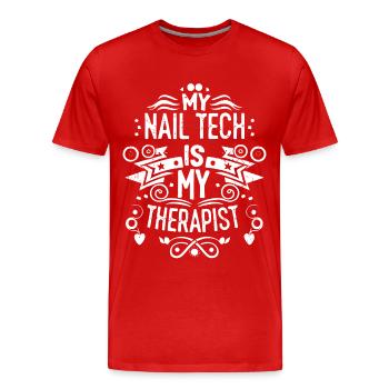 My Tech Nail Is My Therapist Nail Art - Men's Premium Organic T-Shirt - red - Front - Damien (186cm)
