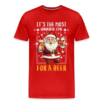 Weihnachtsmann Bier Saufen Alkohol Weihnachten - Männer Premium Bio T-Shirt - Rot - Vorne - Damien (186cm)