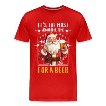Weihnachten Bier Saufen Alkohol Weihnachtsmann - Männer Premium Bio T-Shirt - Rot - Vorne - Damien (186cm)