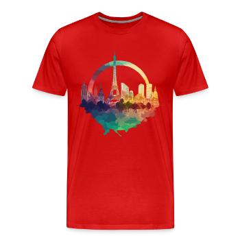 Paris Skyline Eiffel Tower France City Circle - Men's Premium Organic T-Shirt - red - Front - Damien (186cm)