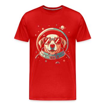 Chemise Labrador de l’espace rétro oeuvre colorée - T-shirt bio Premium Homme - rouge - Devant - Damien (186cm)