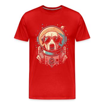 Chemise Labrador de l’espace rétro oeuvre colorée - T-shirt bio Premium Homme - rouge - Devant - Damien (186cm)