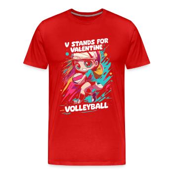 V signifie volley-ball au lieu de la Saint-Valentin - T-shirt bio Premium Homme - rouge - Devant - Damien (186cm)