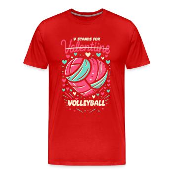 V signifie volley-ball au lieu de la Saint-Valentin - T-shirt bio Premium Homme - rouge - Devant - Damien (186cm)