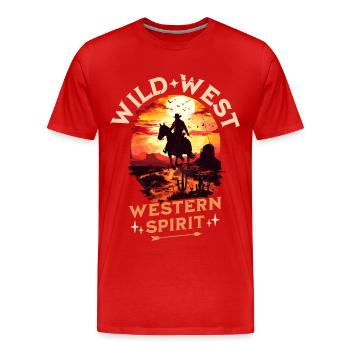 Wild West Western Cowboy Pferd Reiten Wildnis USA - Männer Premium Bio T-Shirt - Rot - Vorne - Damien (186cm)