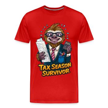 Tax Season Survivor - Men's Premium Organic T-Shirt - red - Front - Damien (186cm)