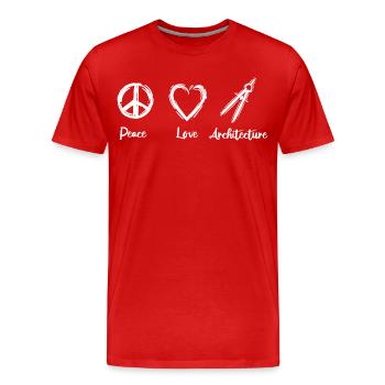 J’adore l’architecture - T-shirt bio Premium Homme - rouge - Devant - Damien (186cm)