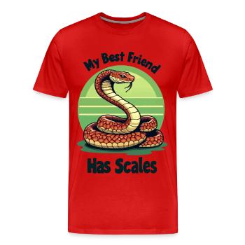 Mein bester Freund hat Schuppen Schlangenliebhaber - Männer Premium Bio T-Shirt - Rot - Vorne - Damien (186cm)