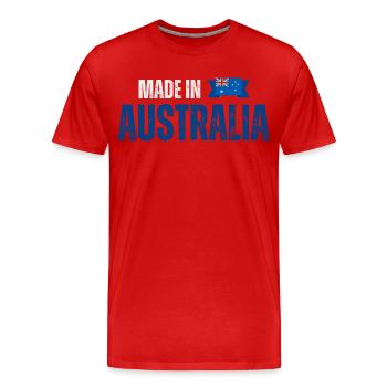 Hergestellt in Australien, australischer Stolz - Männer Premium Bio T-Shirt - Rot - Vorne - Damien (186cm)
