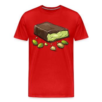 Dubaï Chocolat Pistaches Pistache Crème Chocolat - T-shirt bio Premium Homme - rouge - Devant - Damien (186cm)