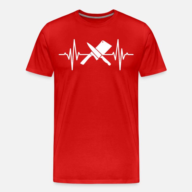 Hackmesser Pulsschlag - Männer Premium Bio T-Shirt - Rot