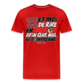Et moi de rire en breton - T-shirt bio Premium Homme - rouge - Devant - Damien (186cm)